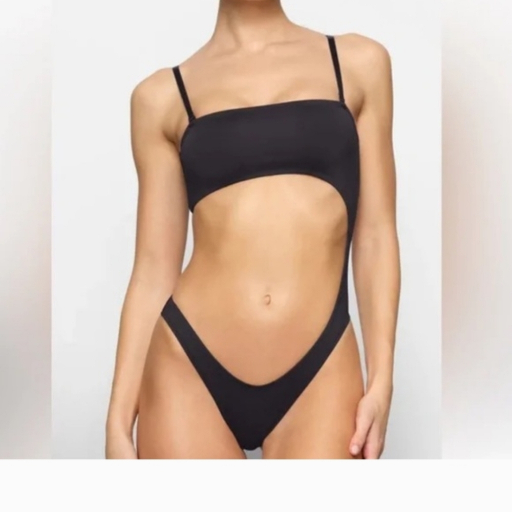 SKIMS recycled Swim Strapless Monokini Swimsuit Onyx Black 4X G179